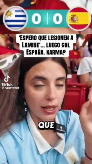 报应！女网红现场诅咒亚马尔断腿，片刻后西班牙进球送乌拉圭出局